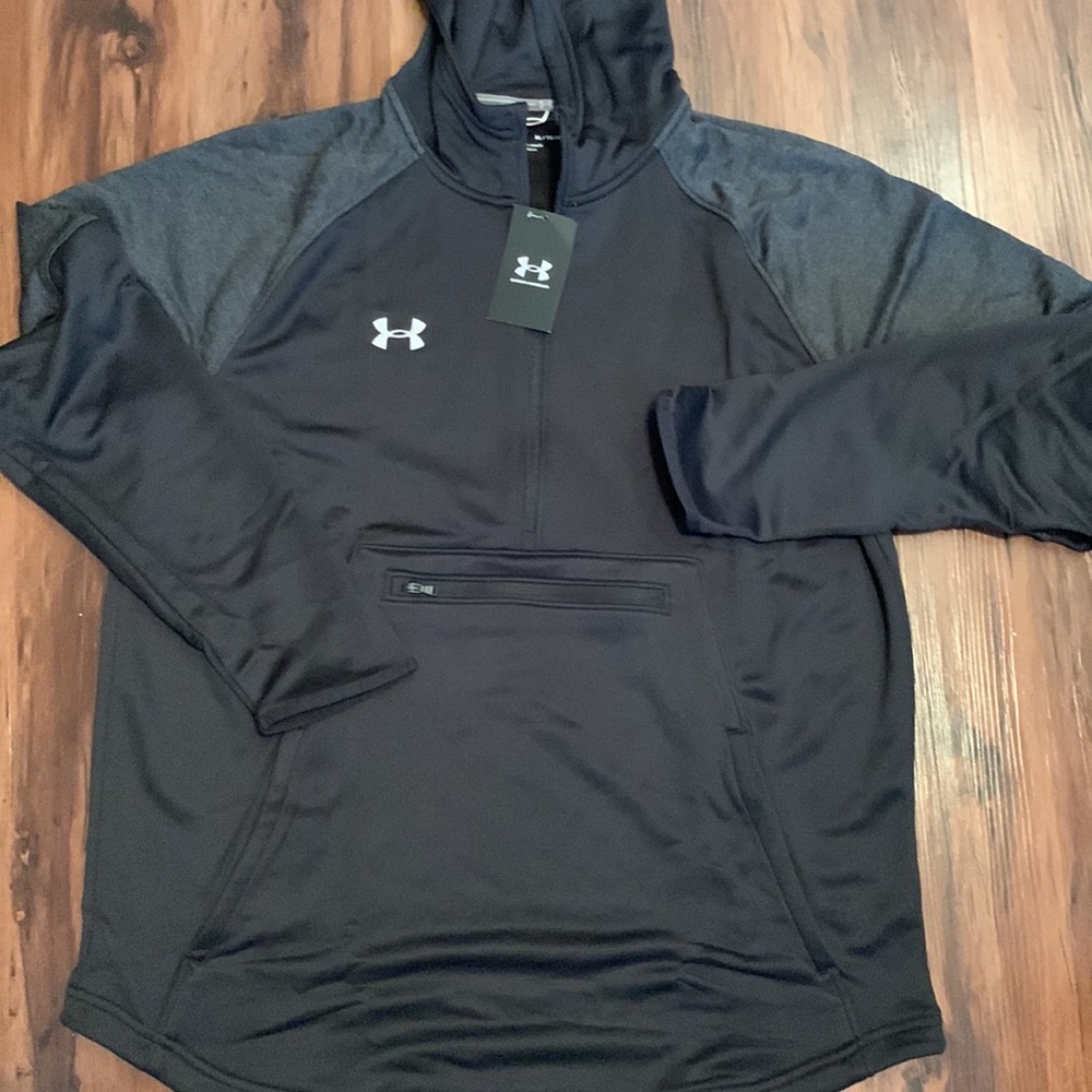 Under Armour Loose Fit Mens Full Zip Men Hoodie Black/Grey XL - Picture 3 of 10